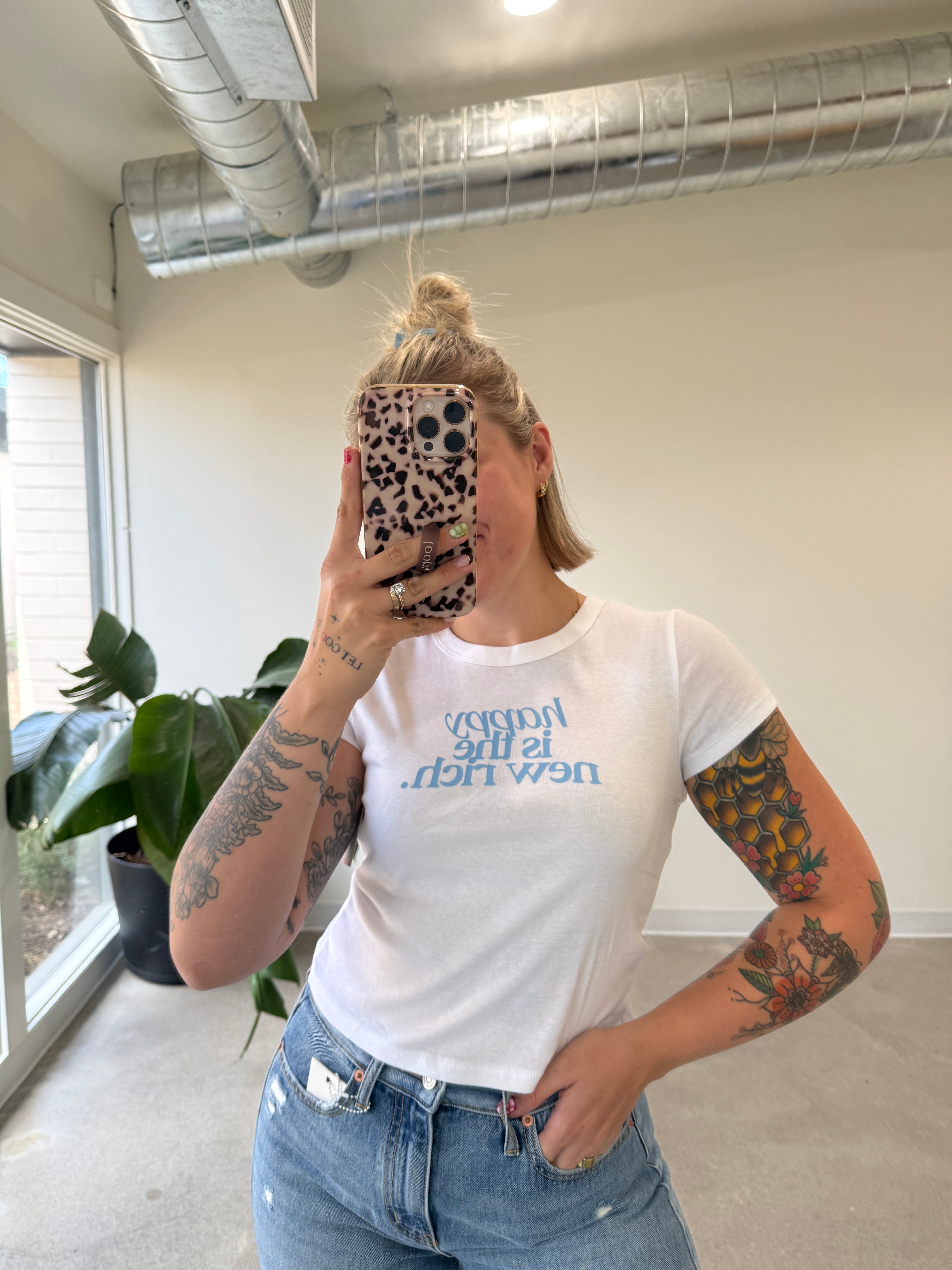 Happy Is the New Rich Cropped Tee