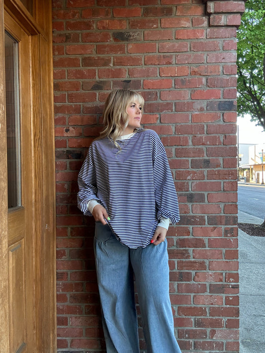 Errand Run Striped Crewneck (Multiple Colors)