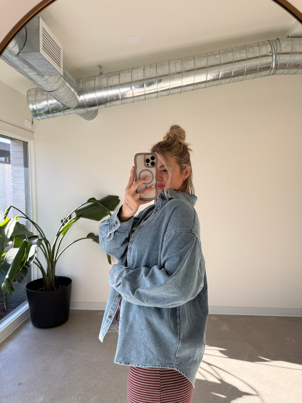 Medium Wash Denim Button Down Jacket