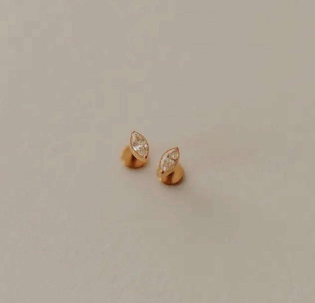 Mauve Zoe Marquise Diamond Flat Back Studs