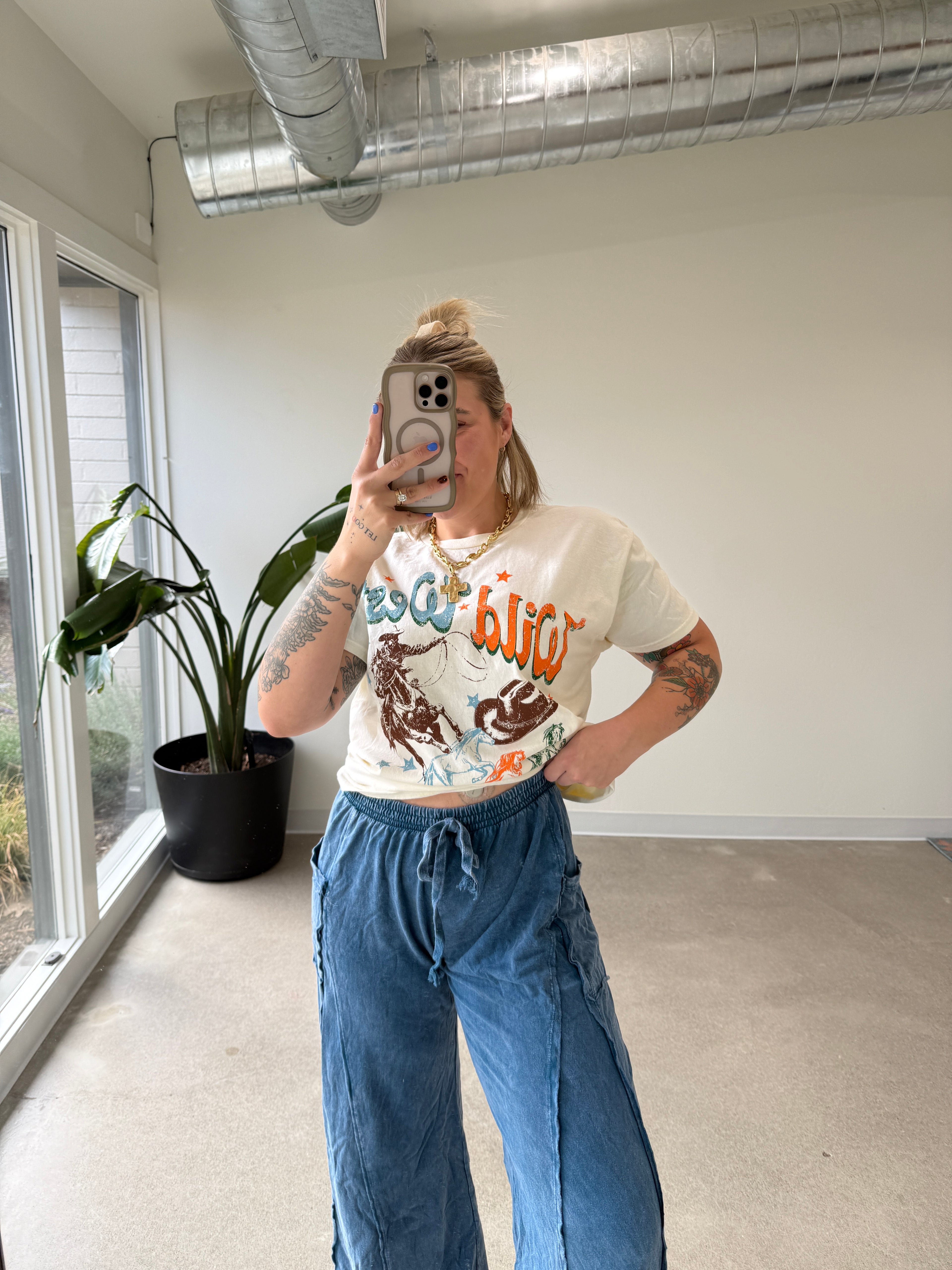 Mineral Washed Flare Terry Pants