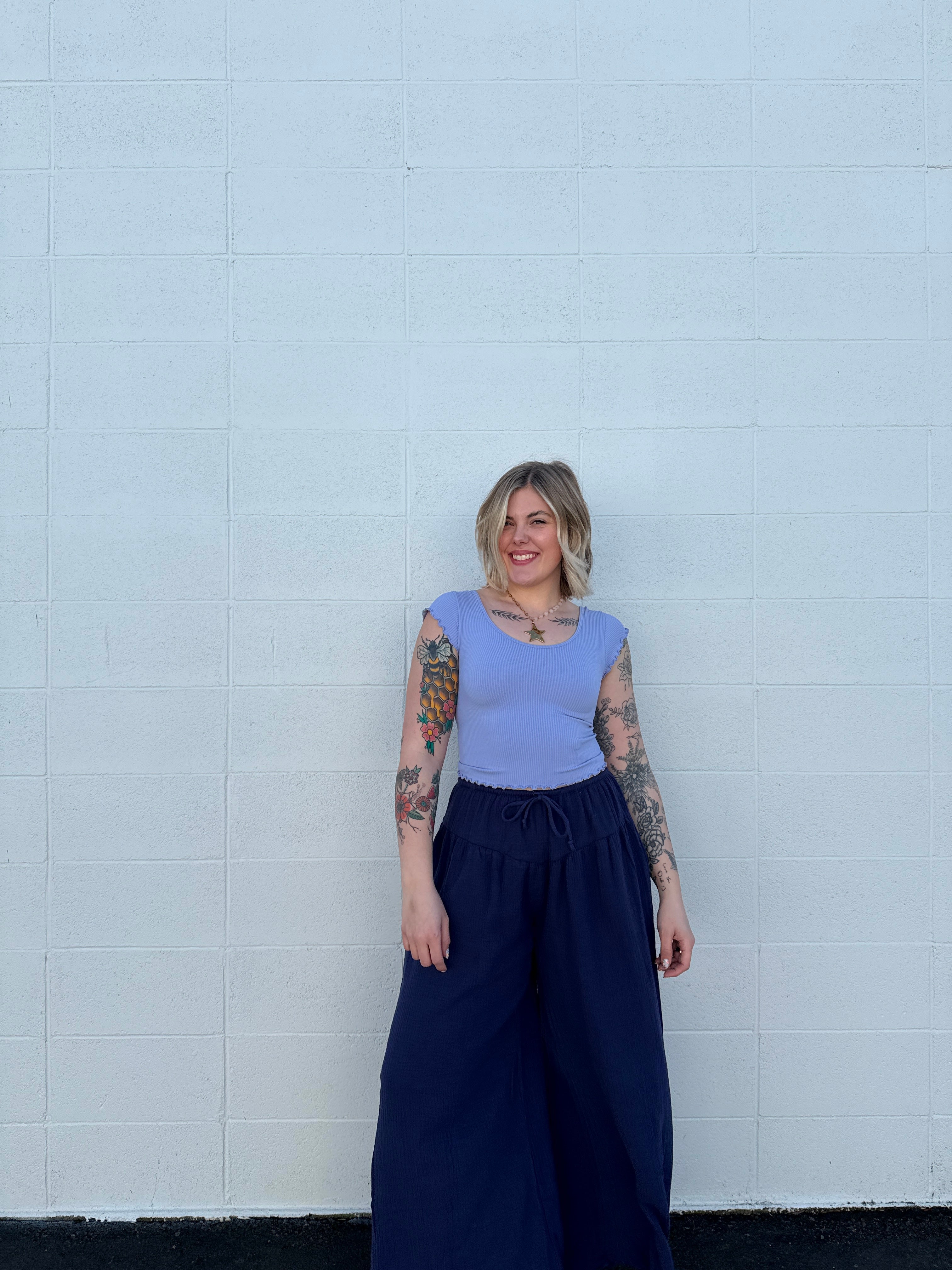 Ruffle Sleeve Ribbed Baby Tees  (multiple colors)