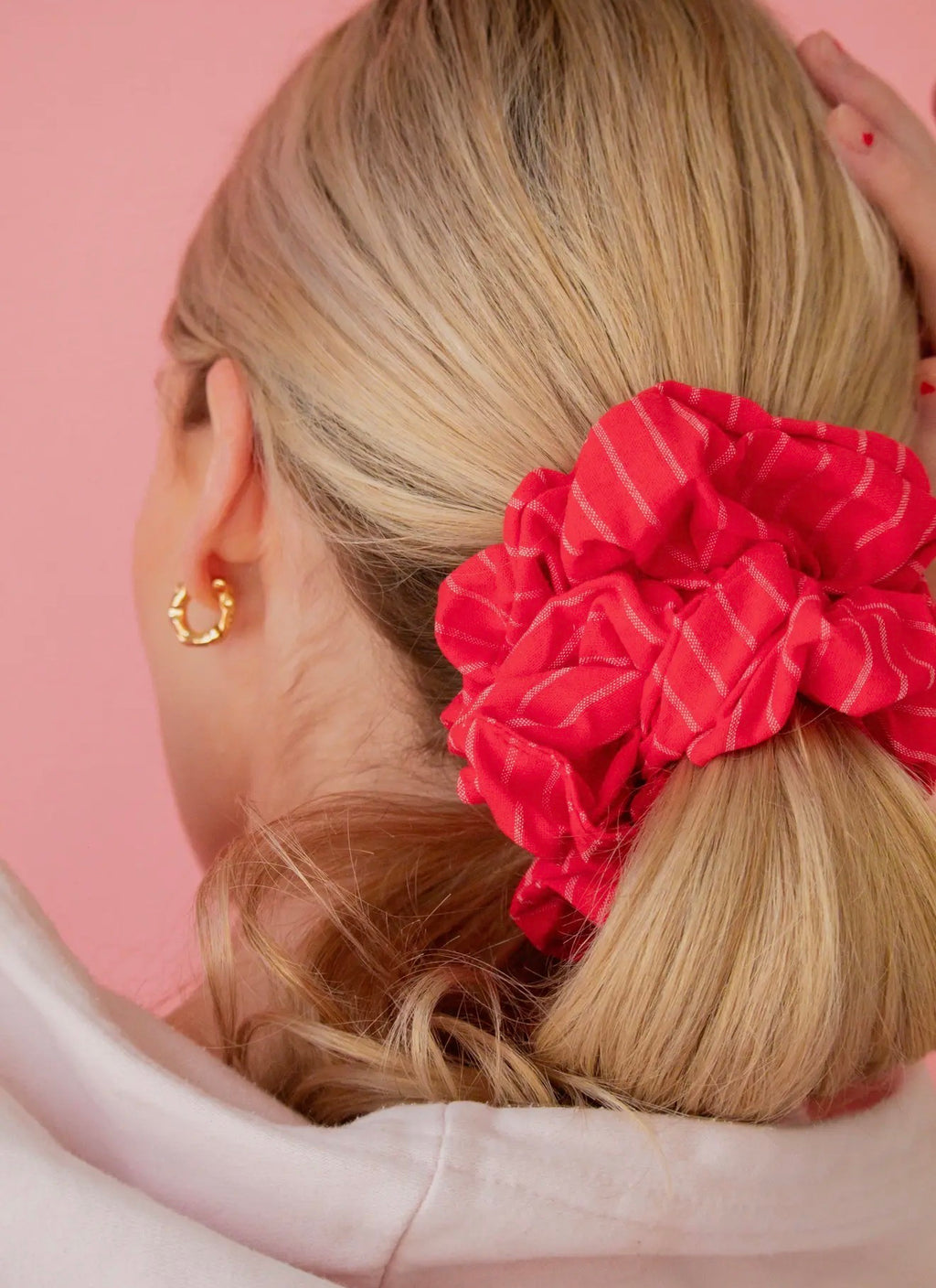 Red Striped Jumbo Scrunchie