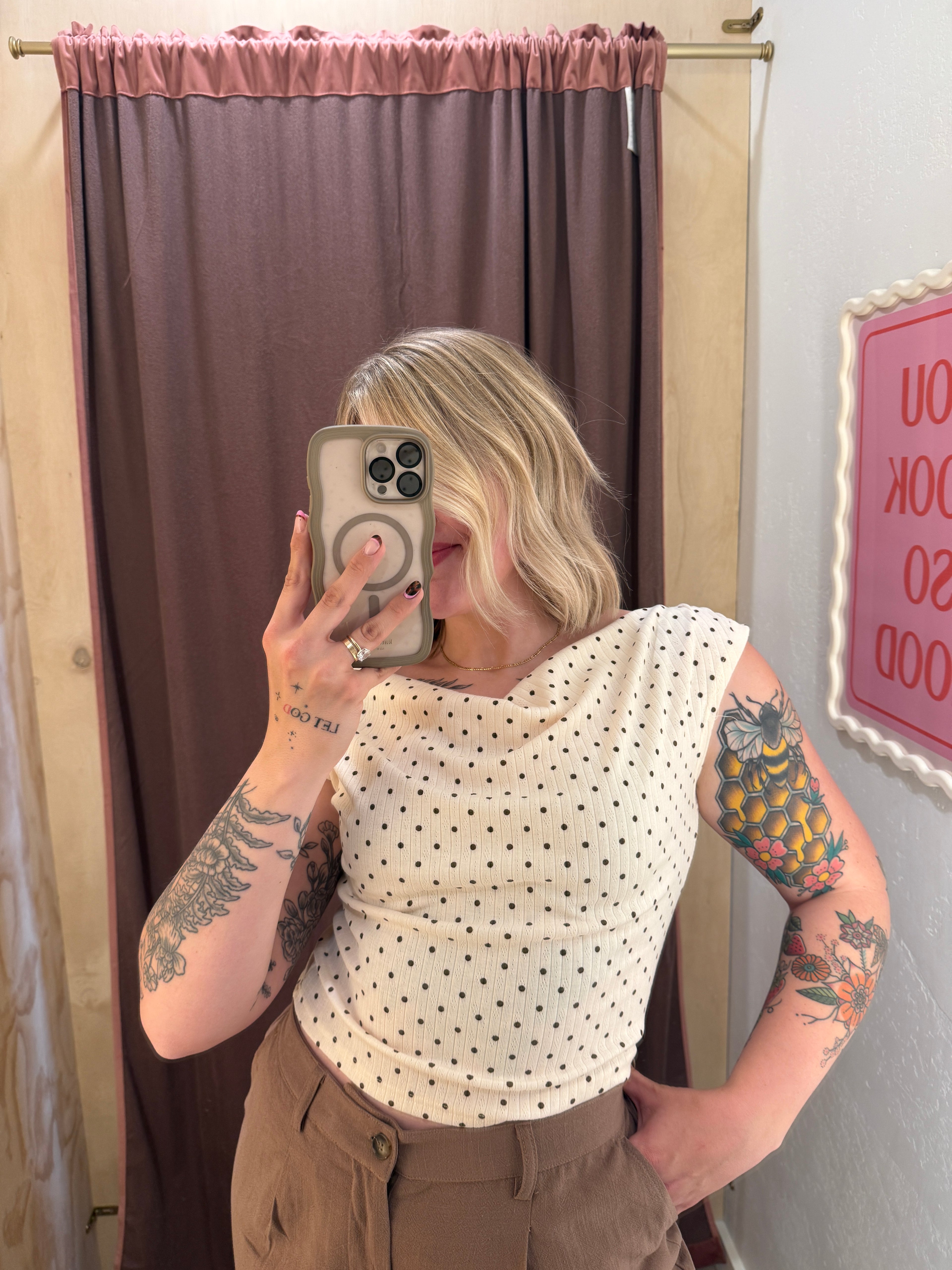 Cold Shoulder Dottie Top