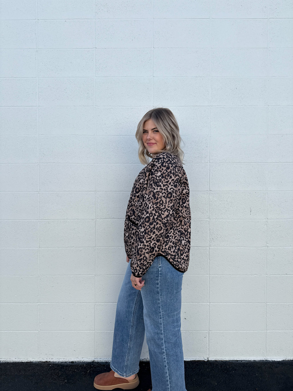 Leopard Quilted Button Down Jacket