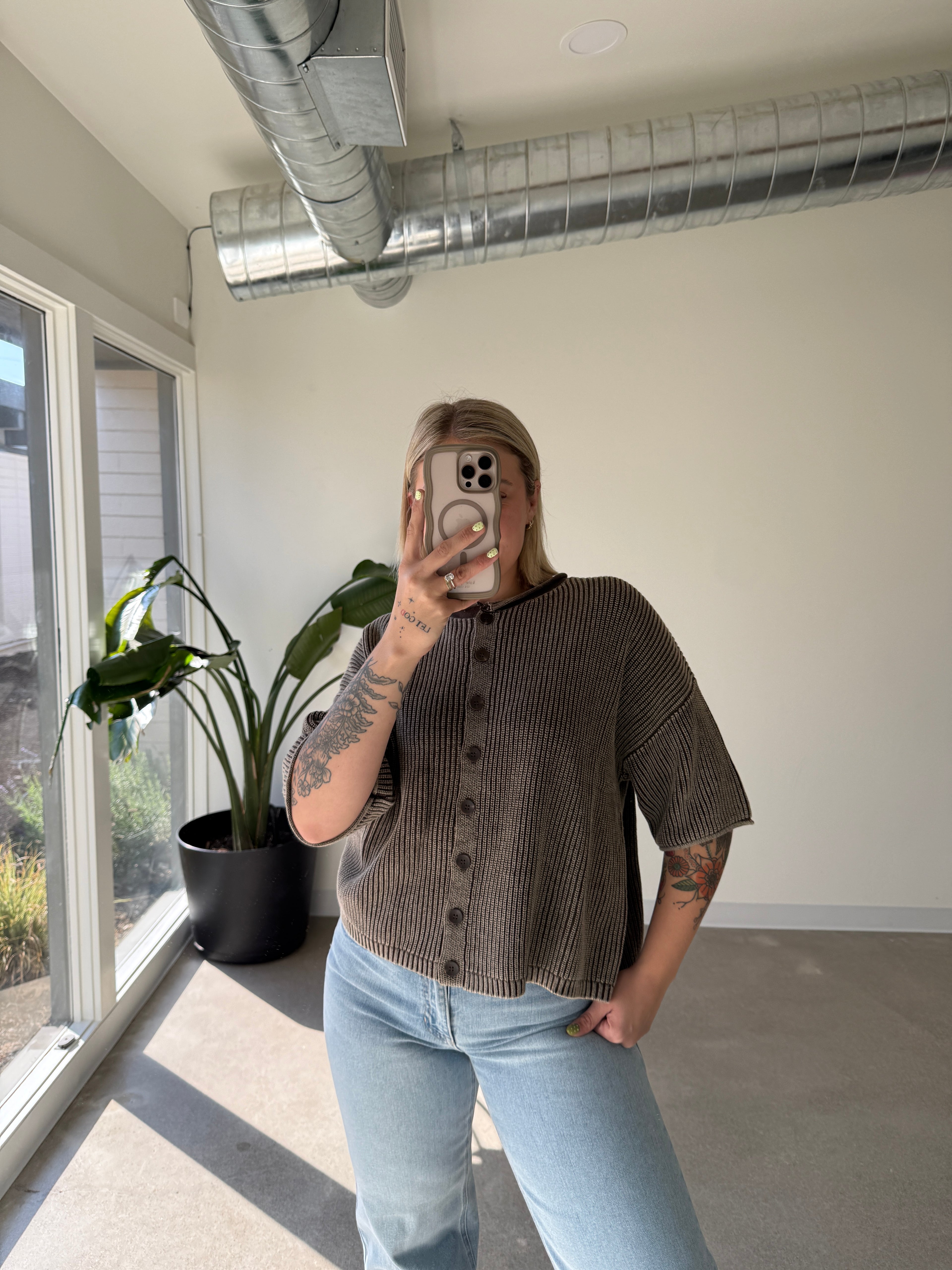 Mazie Washed Short Sleeve Cardigan (Multiple Colors)