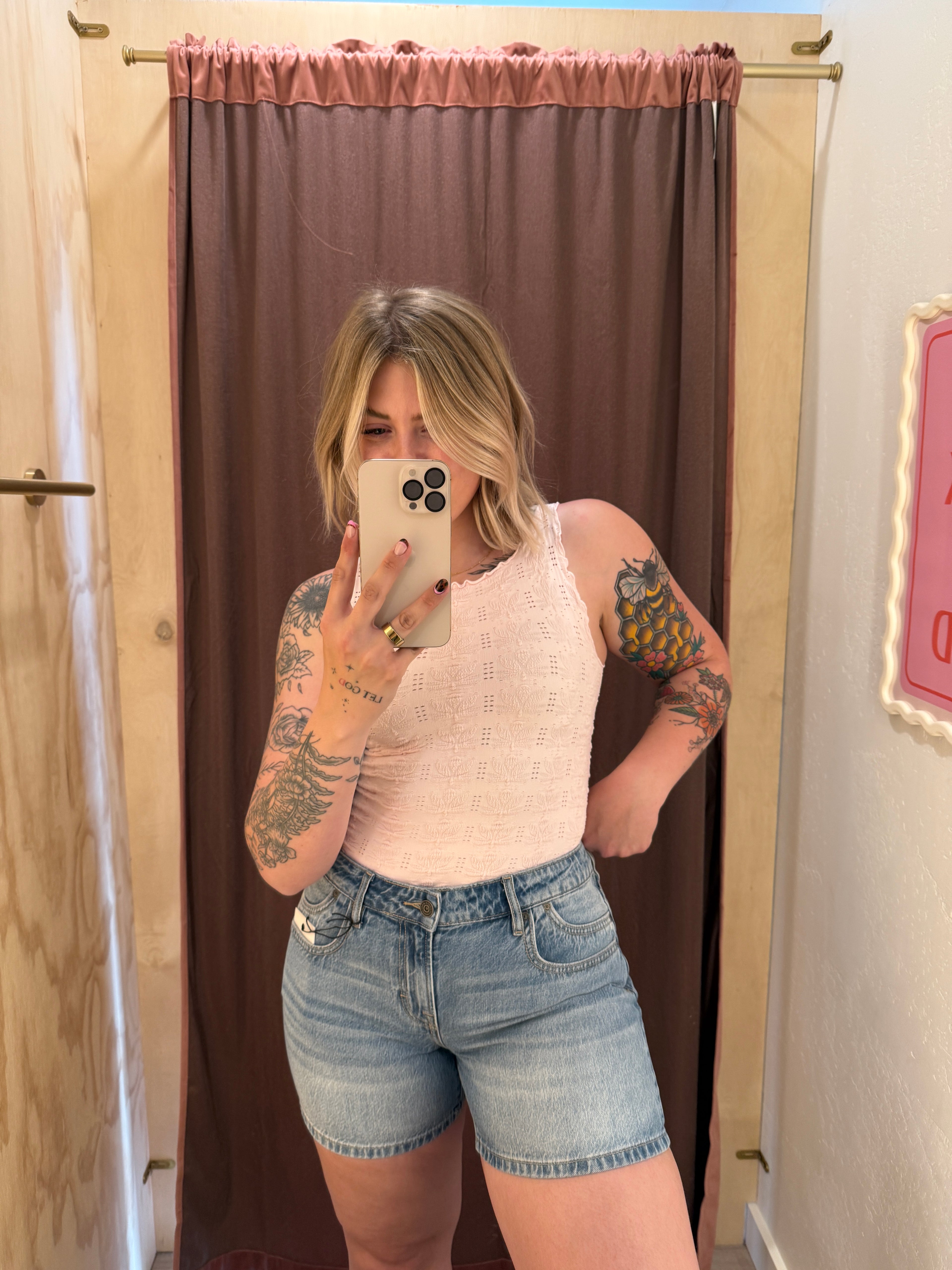 Sammie Mid Rise Barrel Denim Shorts