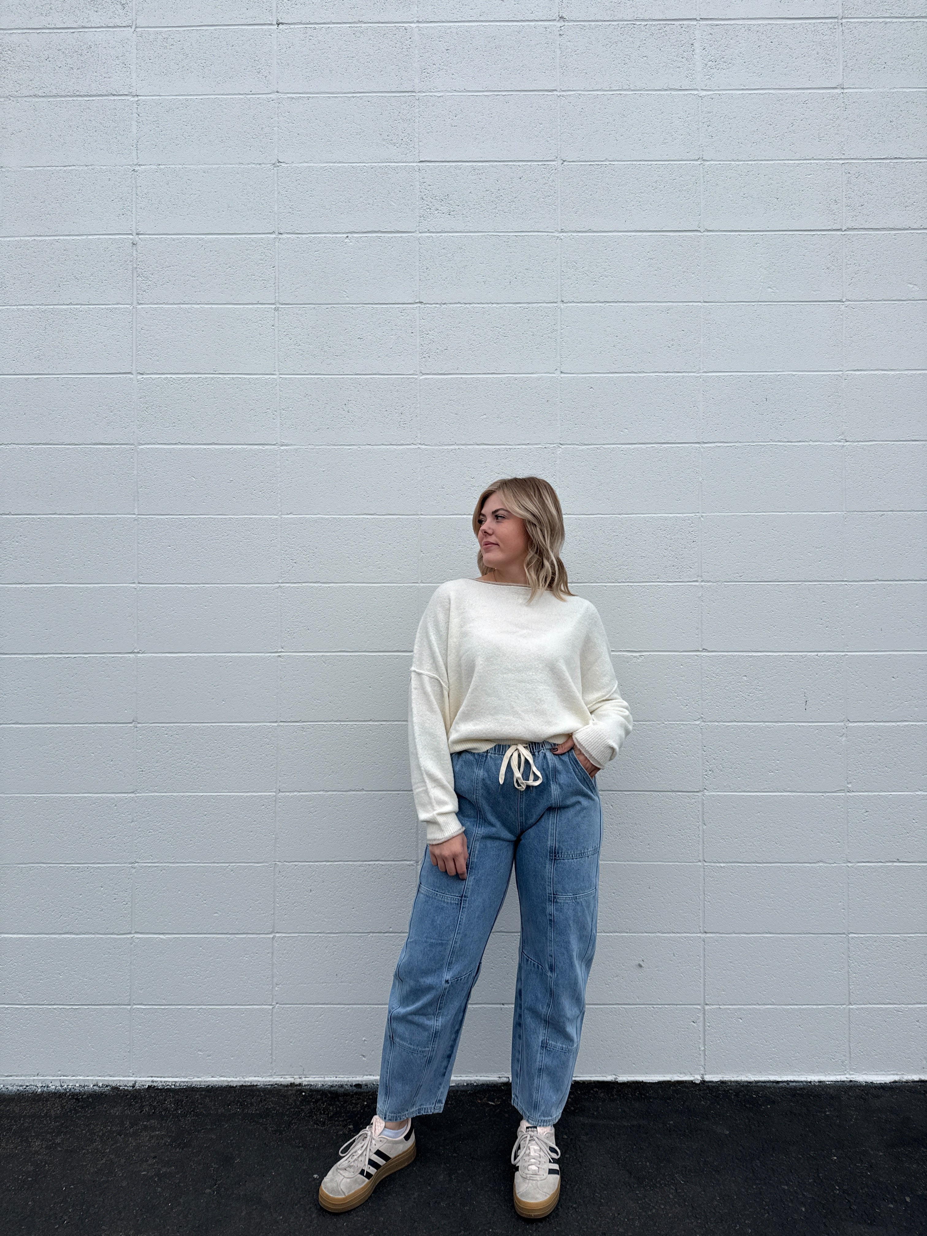 Panel Barrel Tie Jeans