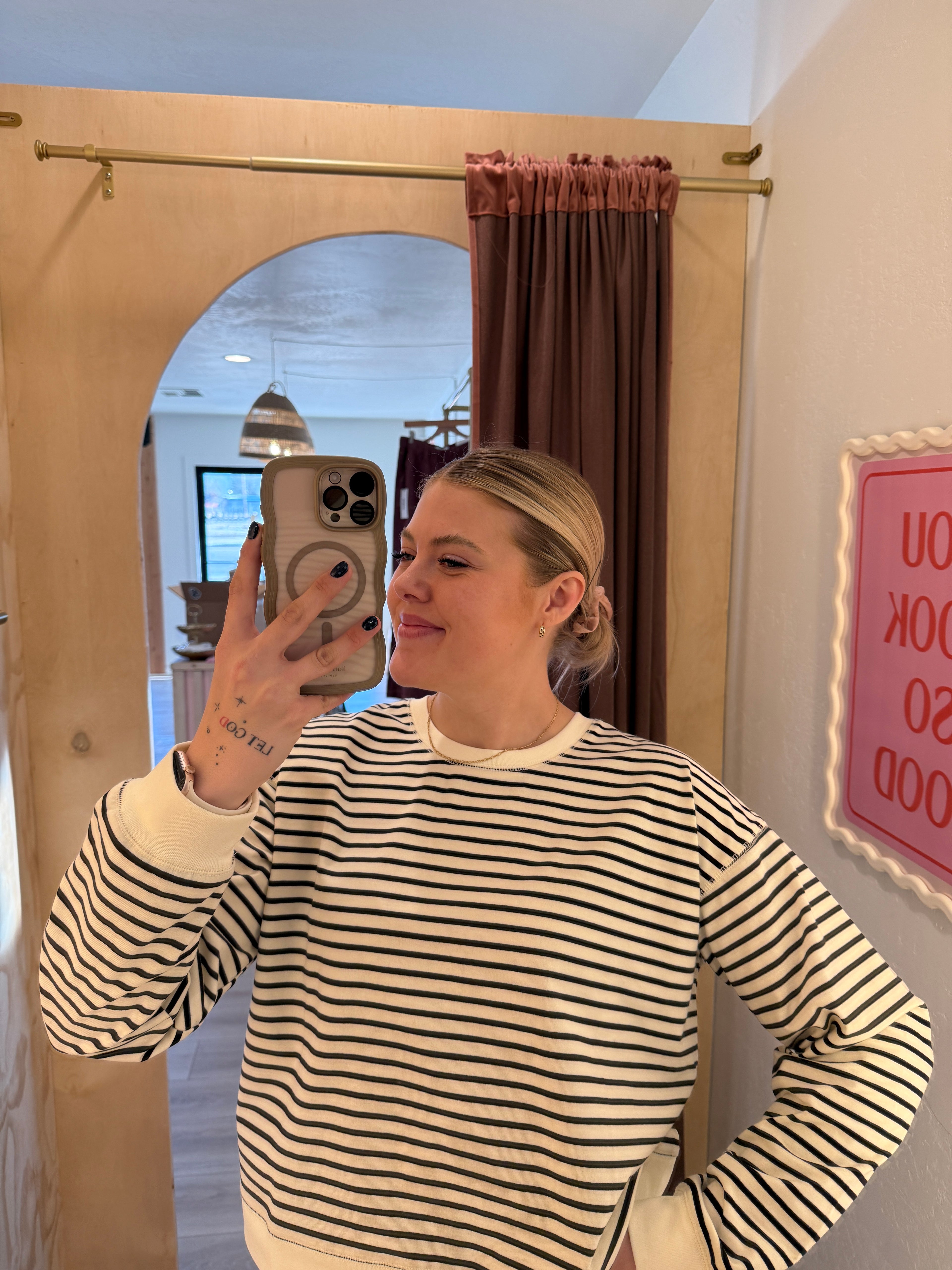 Striped Crewneck Long Sleeve Top