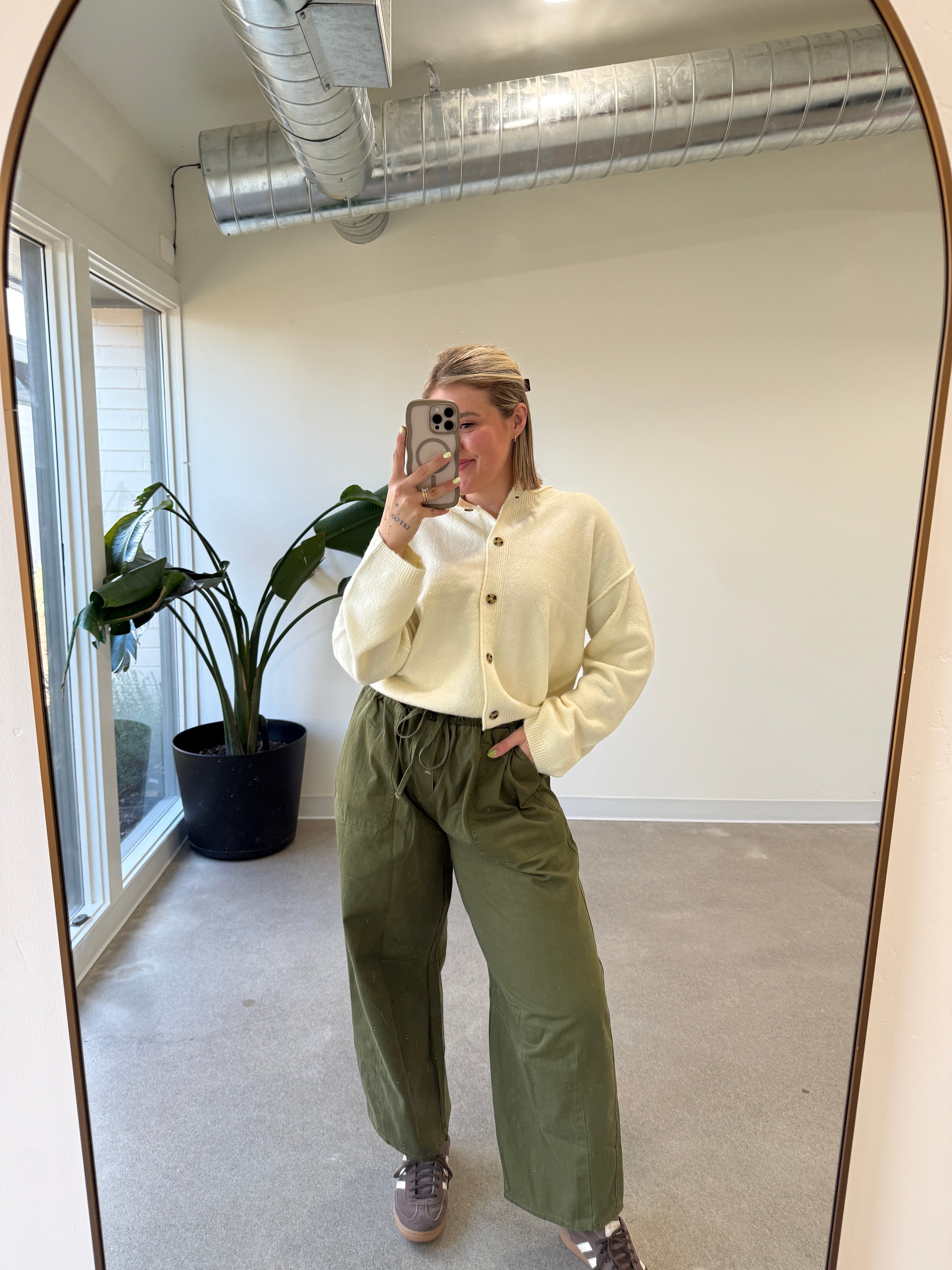 Olive Utility Barrel Pants