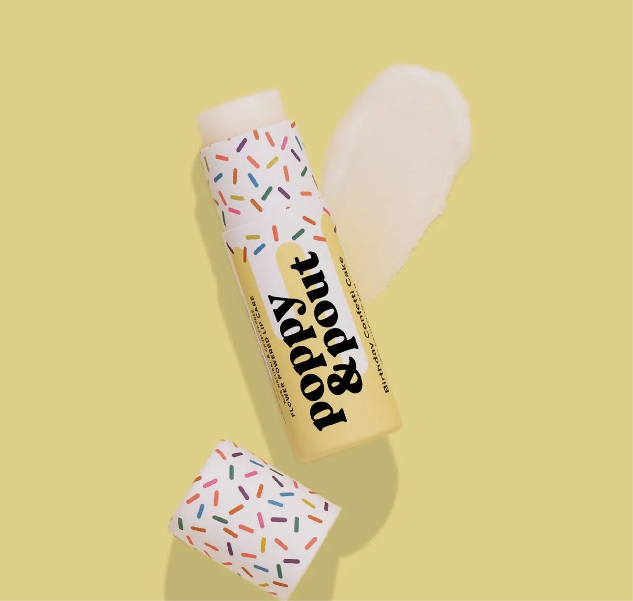 Poppy & Pout Lip Balm: Yellow Confetti Cake