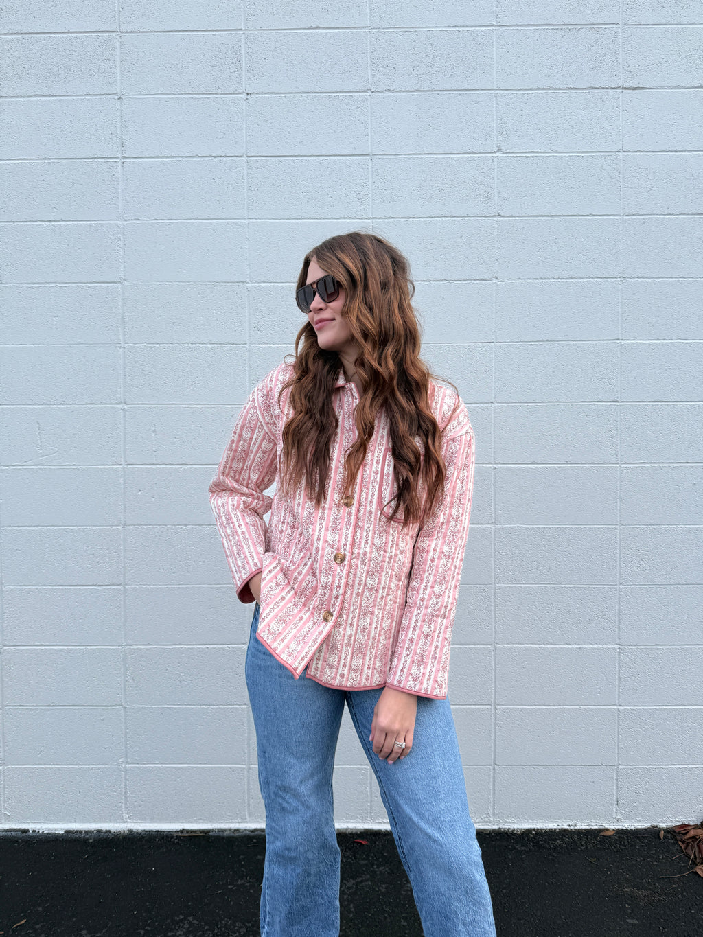 All in Pink Quilted Striped Jacket