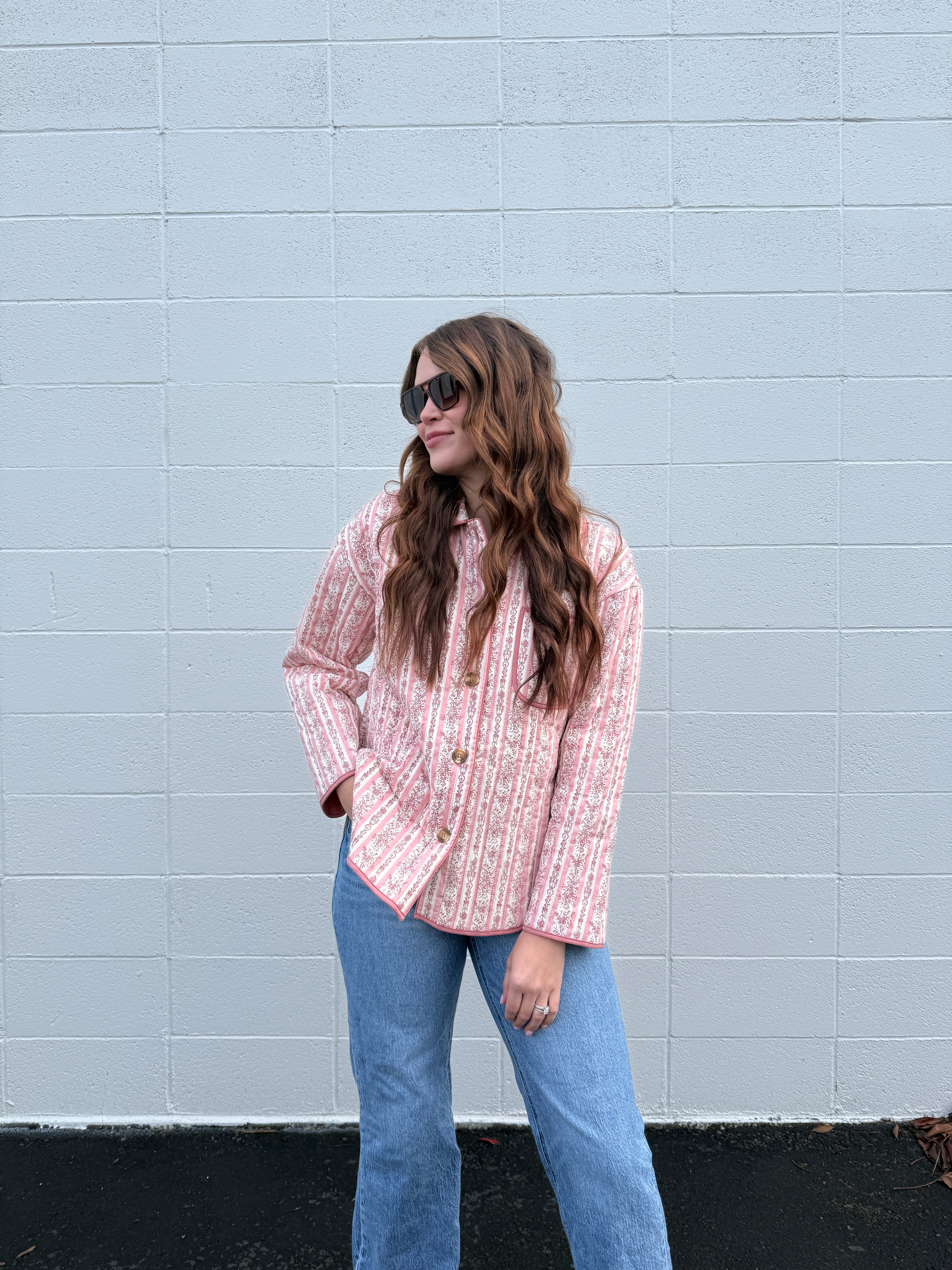 All in Pink Quilted Striped Jacket