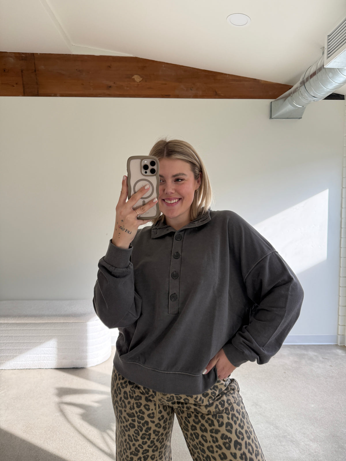 Mock Neck Henley Long Sleeve (Multiple Colors)