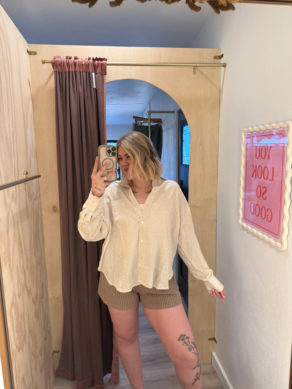 Linen Blend Button Down