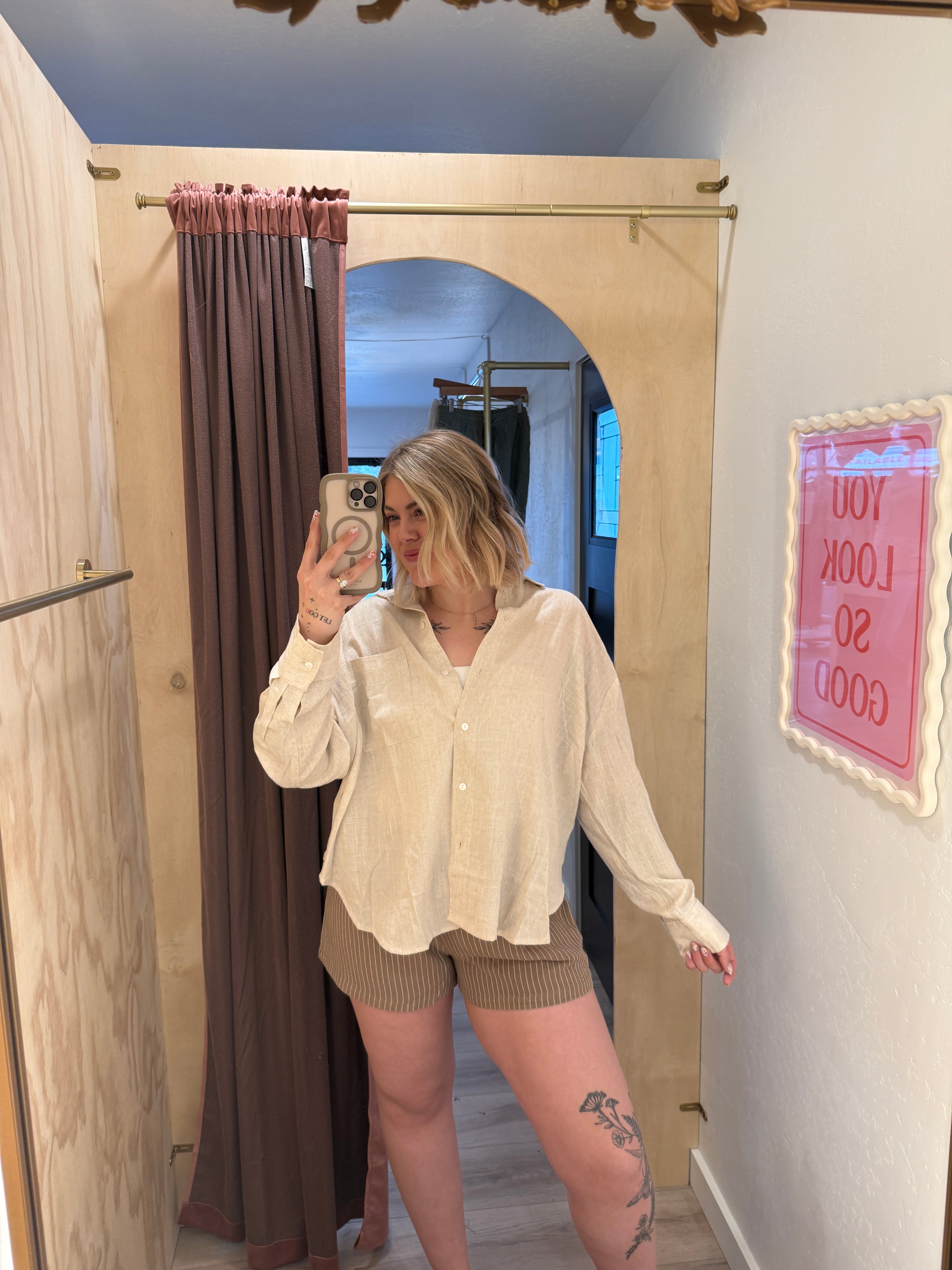 Linen Blend Button Down