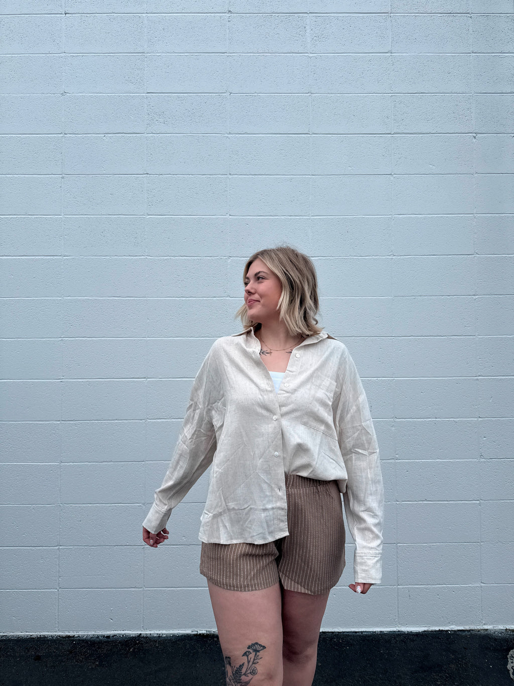 Linen Blend Button Down