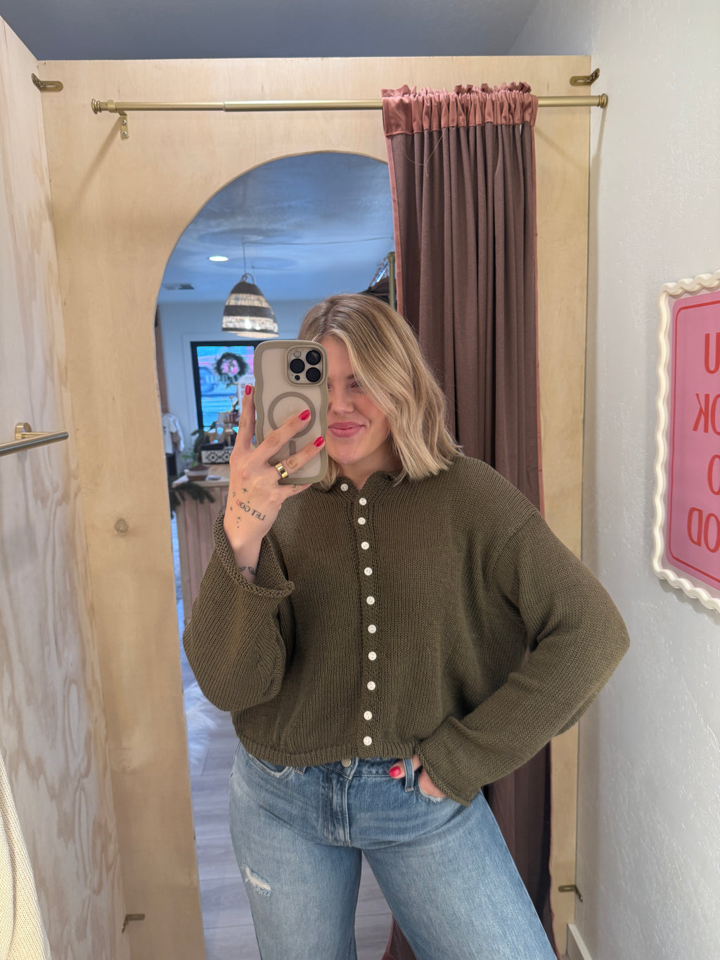 Macie Olive Cardigan