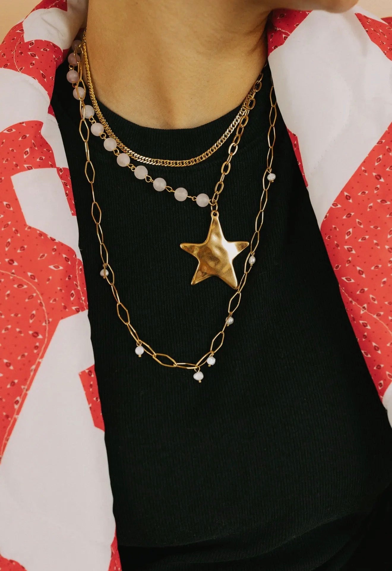 Starry Beaded Chain Necklace