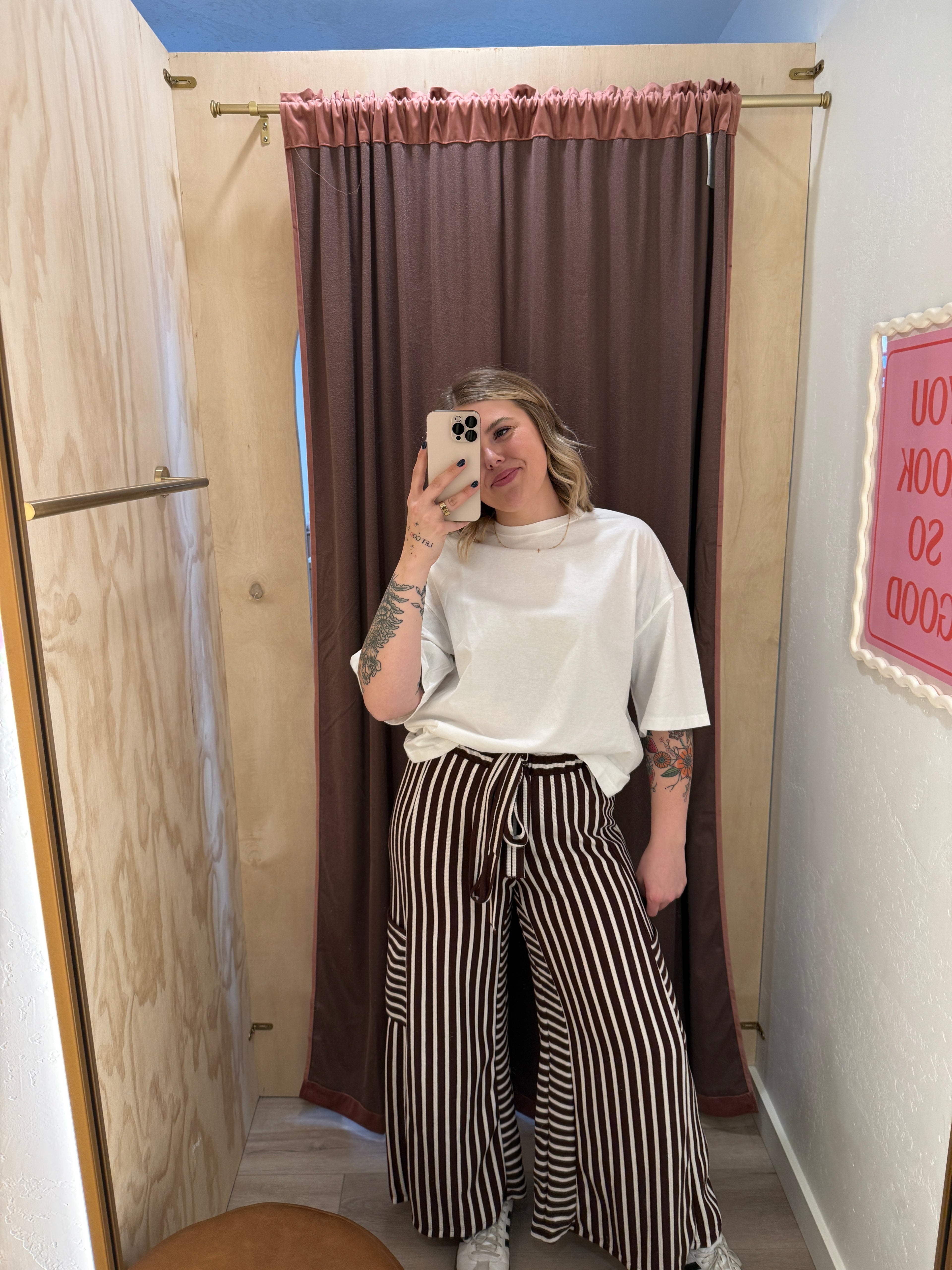 Mix Striped Wide Leg Pants