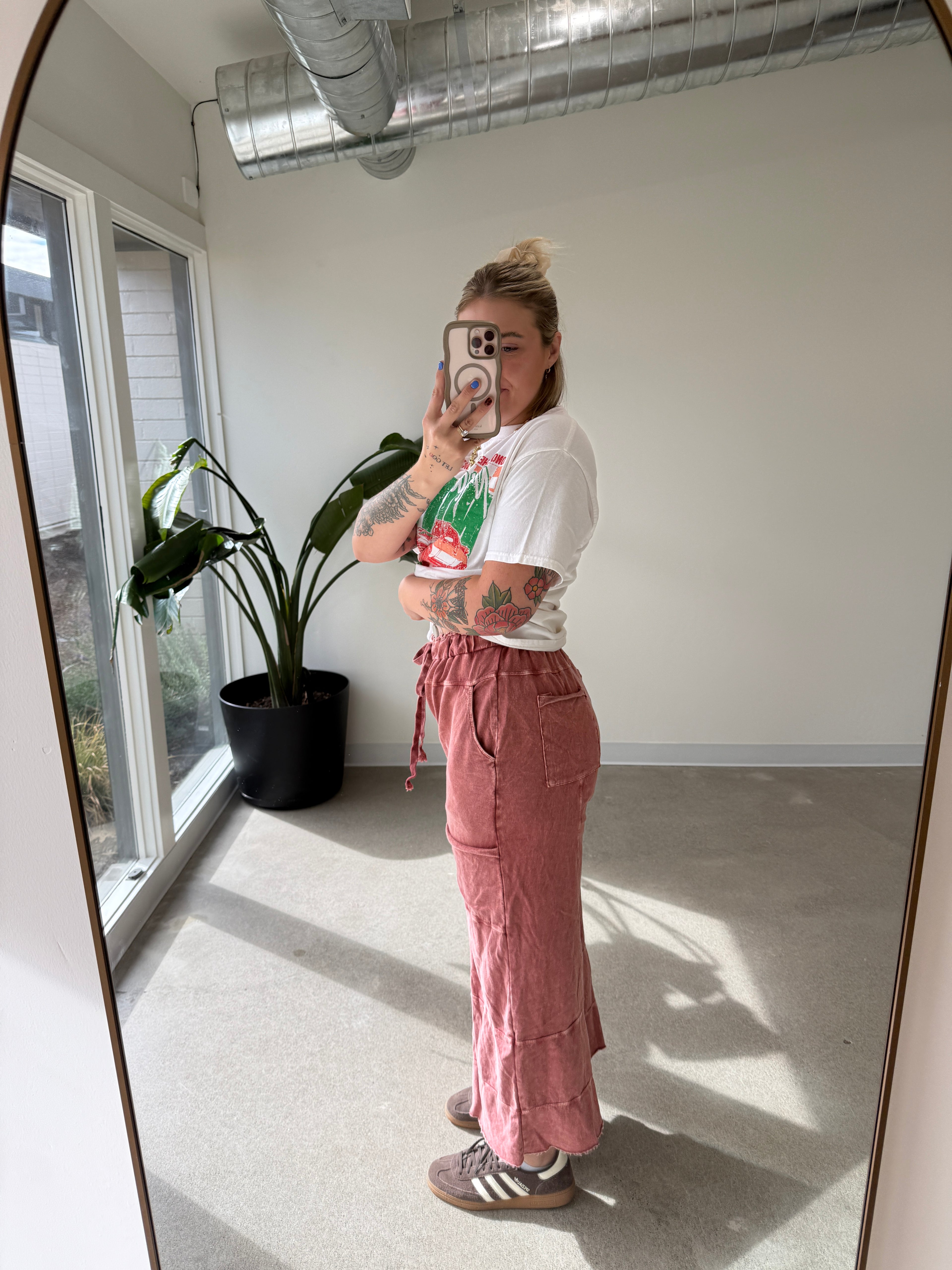 Mineral Wash Wide leg Cropped Pants (Multiple Colors)