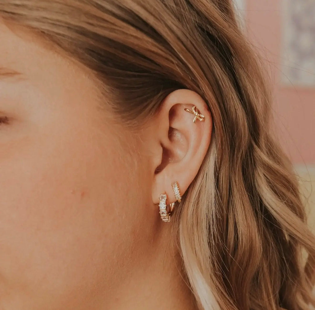 Mauve Diamond Hoops