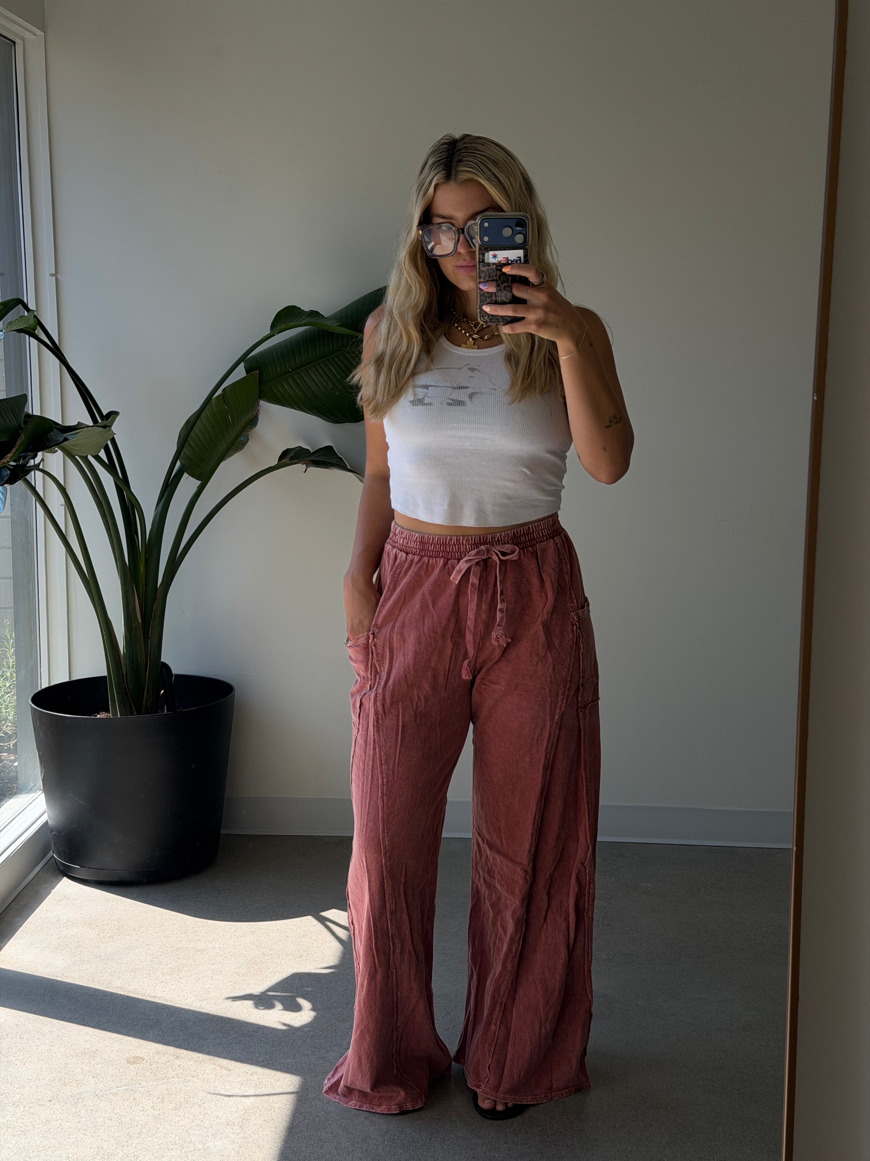 Mineral Wash Flare Lounge Pants