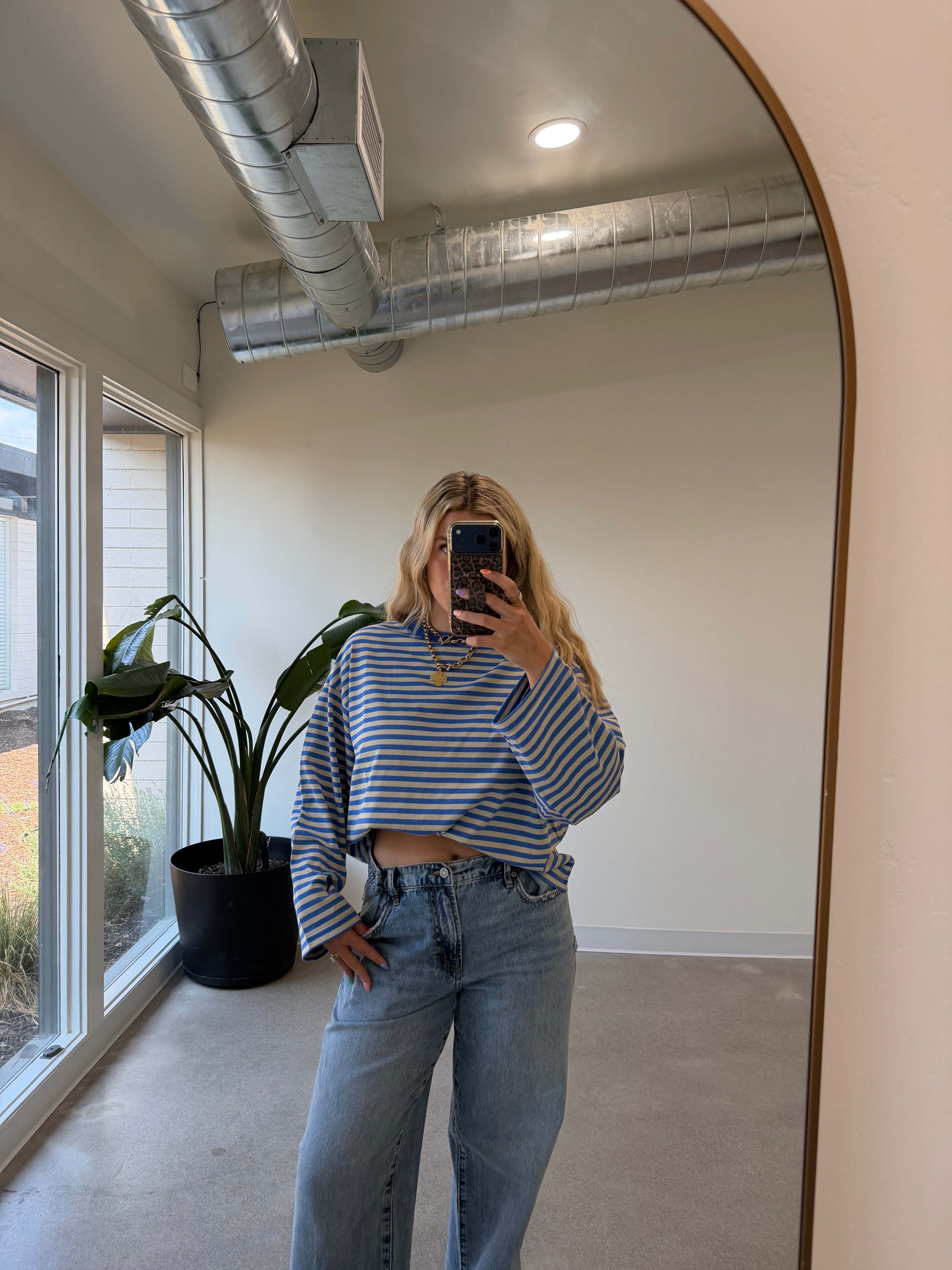 Oversized Stripe Long Sleeve Tops (Multiple Colors)