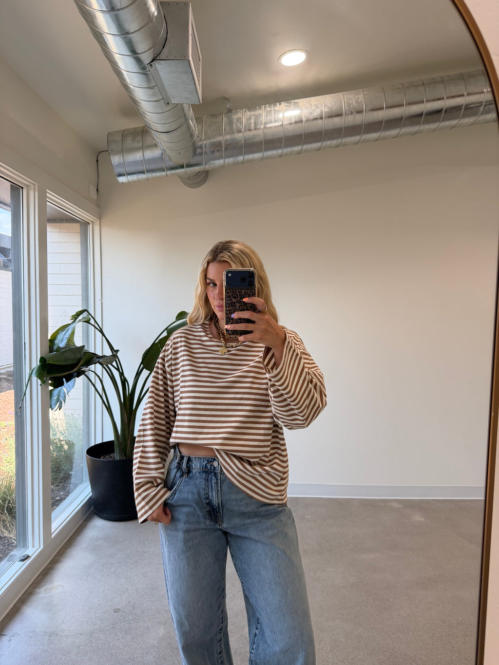 Oversized Stripe Long Sleeve Tops (Multiple Colors)