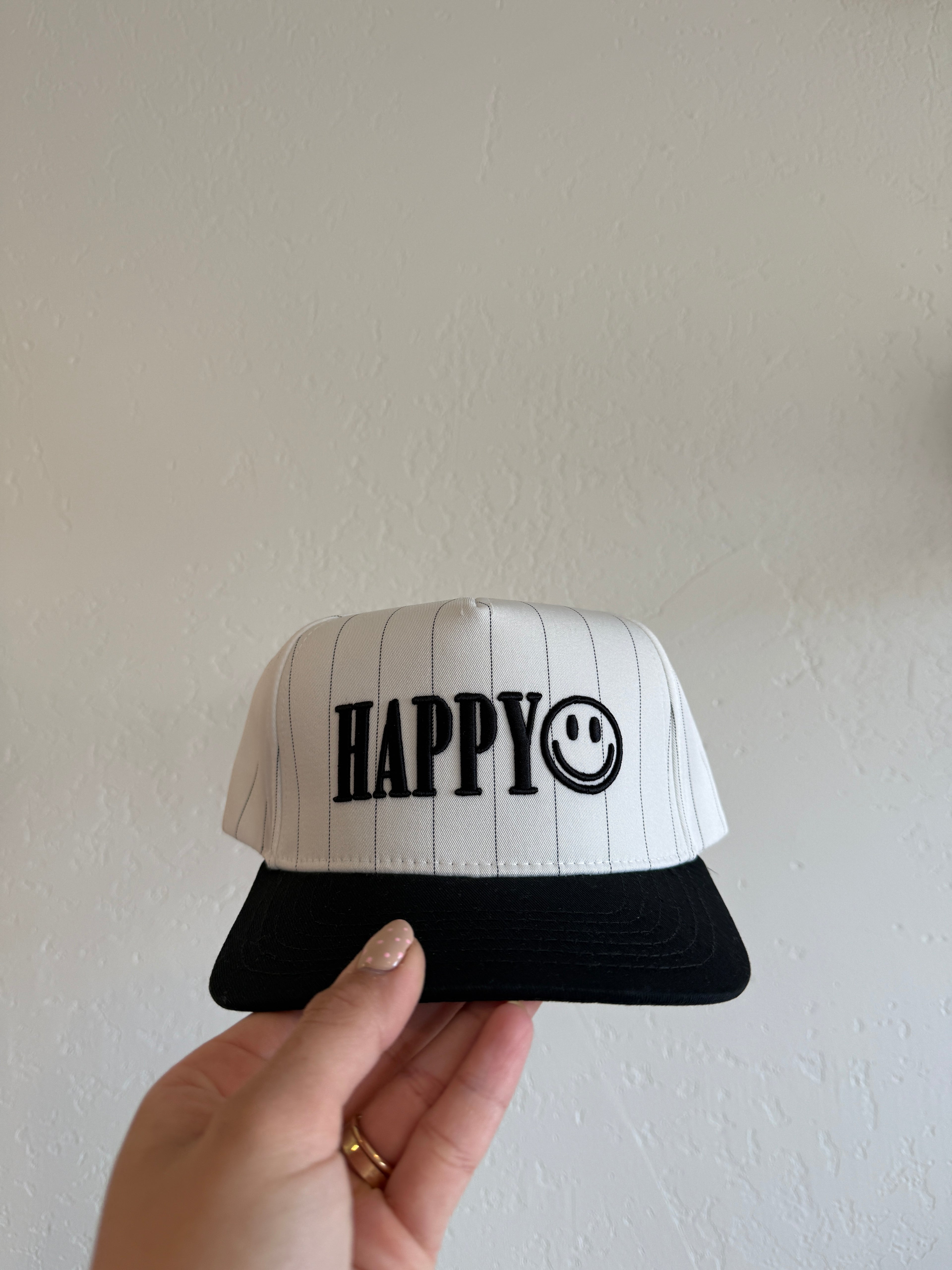 Happy Pinstriped Hat
