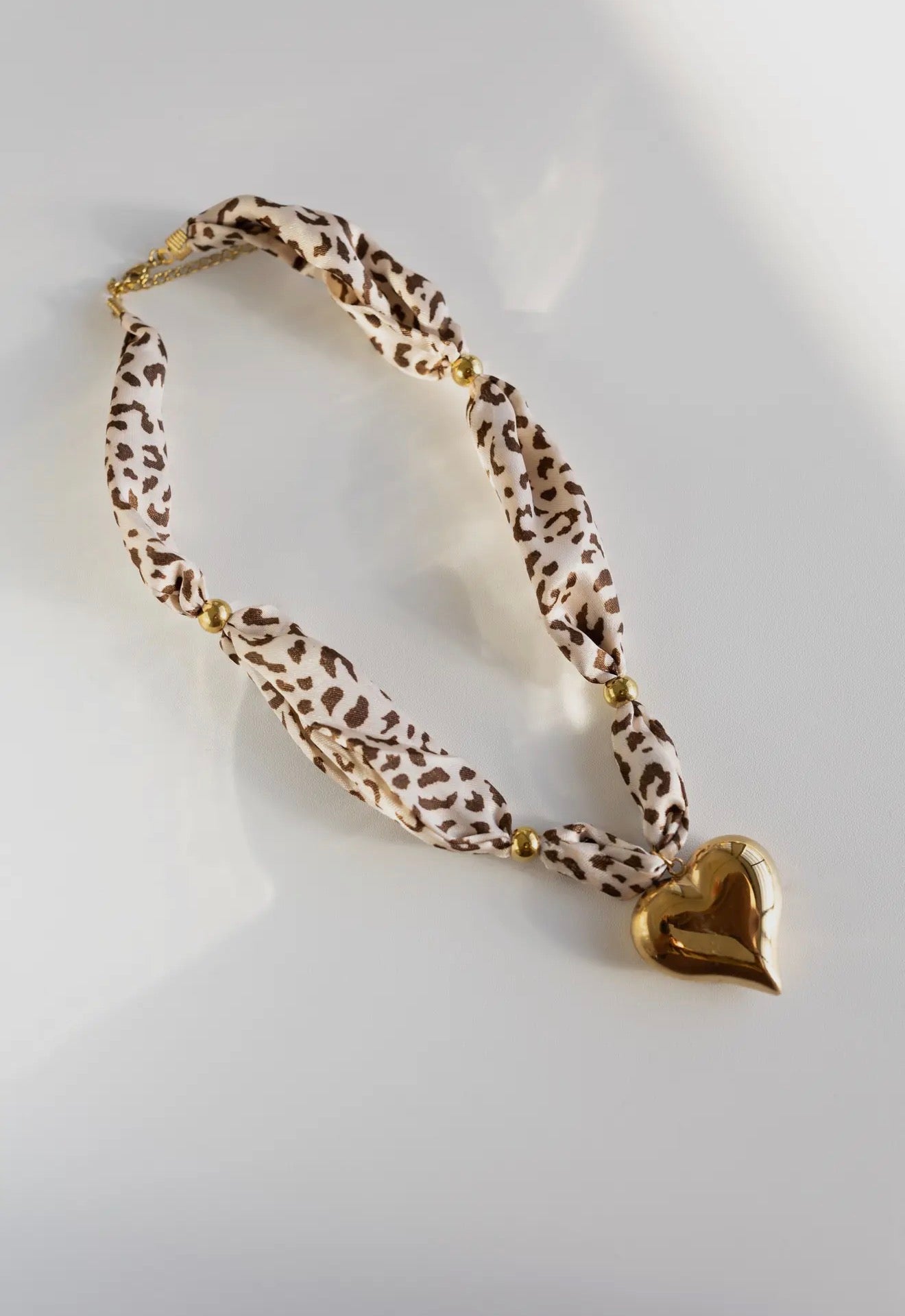 Leopard Scarf Heart Charm Necklace