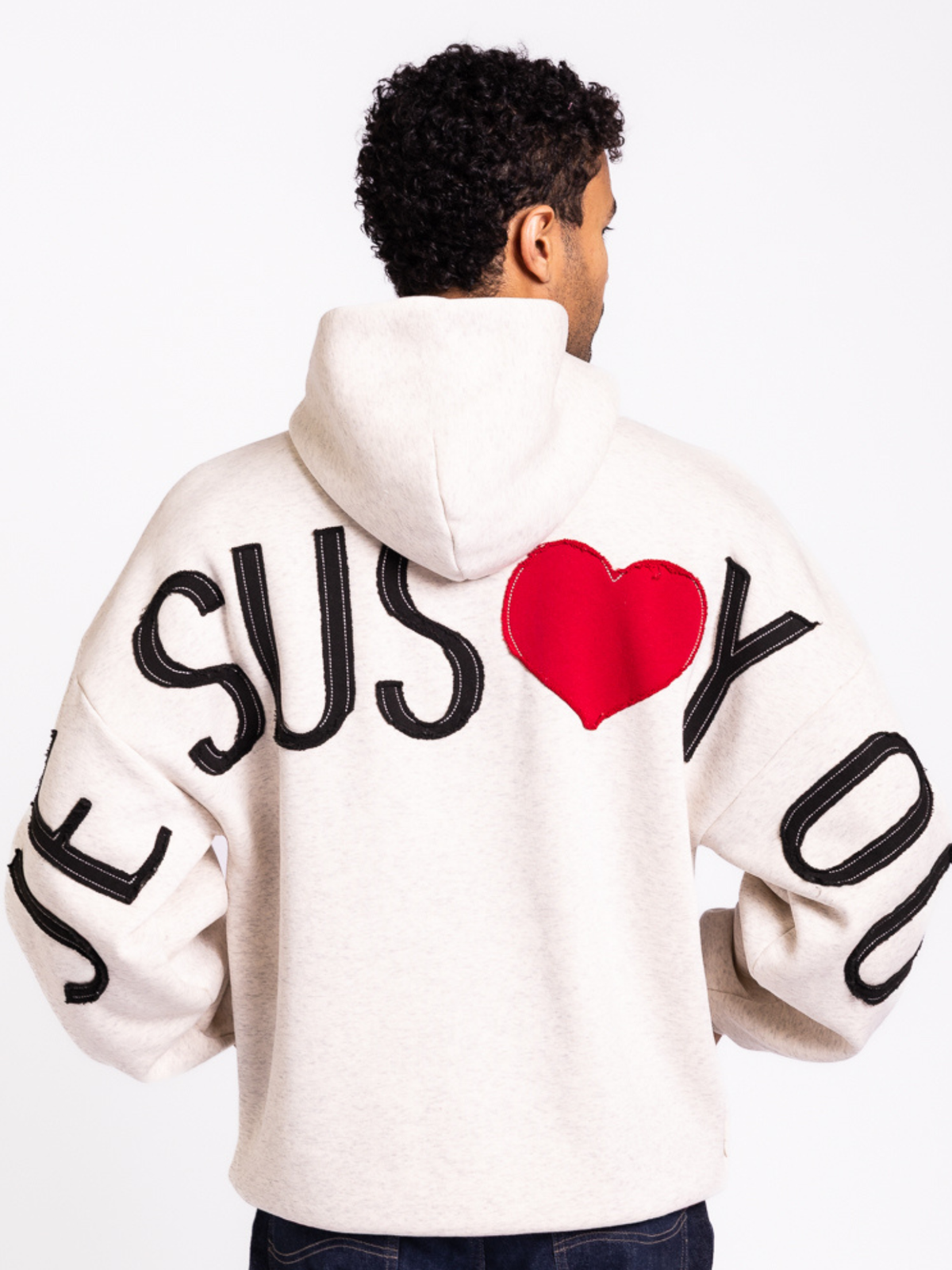 Jesus Loves You Patchwork Oatmeal Hoodie