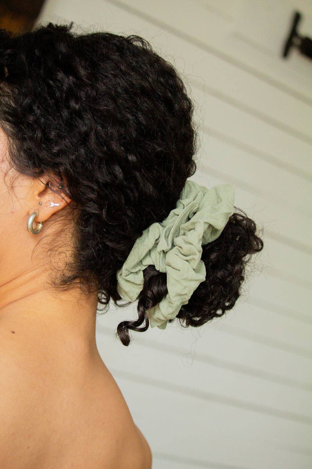 Sage Linen Jumbo Scrunchie