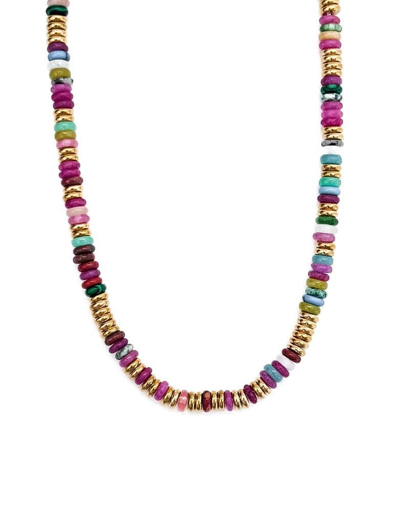 Joan Multi Color Beaded Stone Necklace || Multi Color