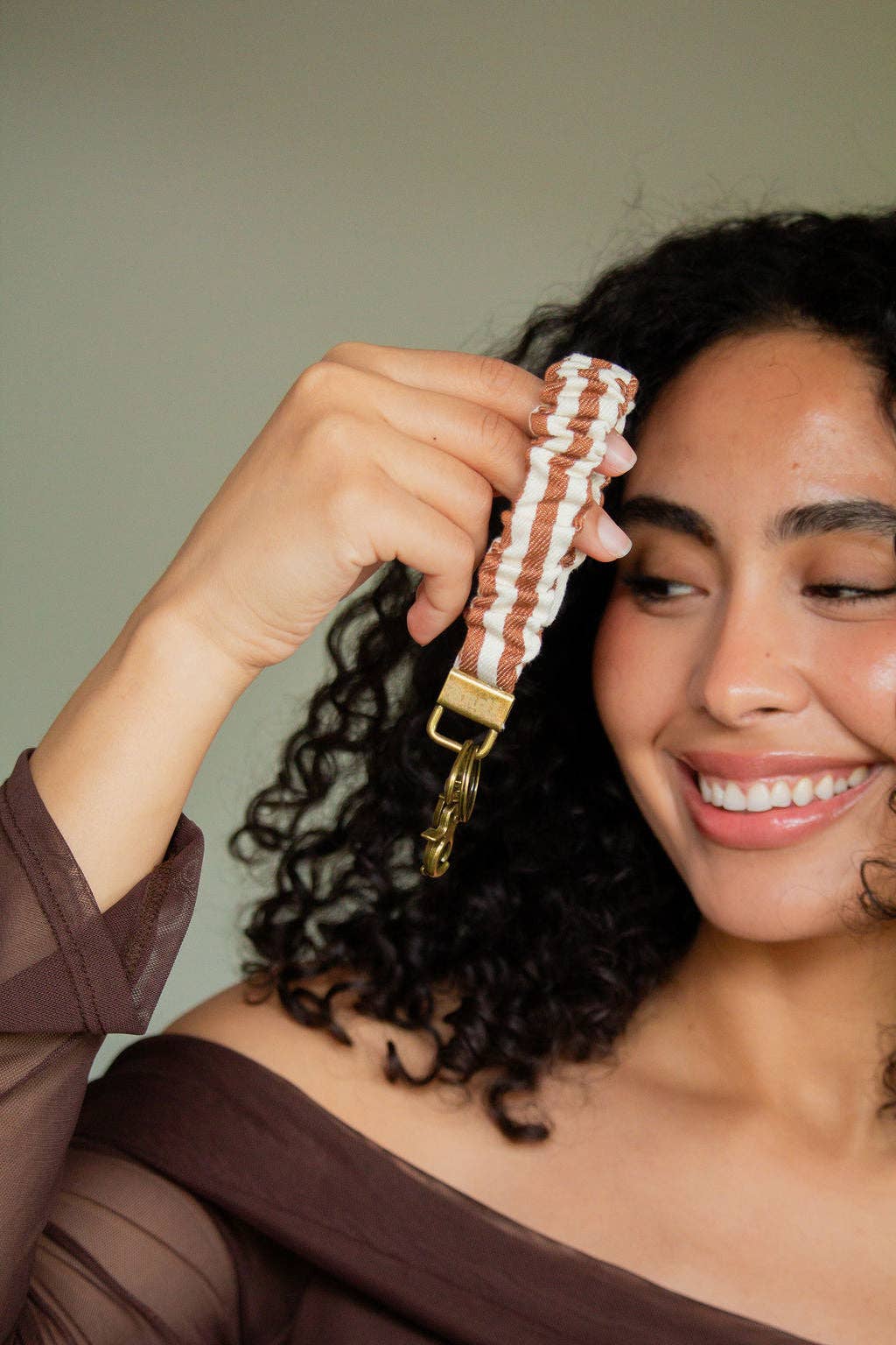 Cinnamon Striped Keychain