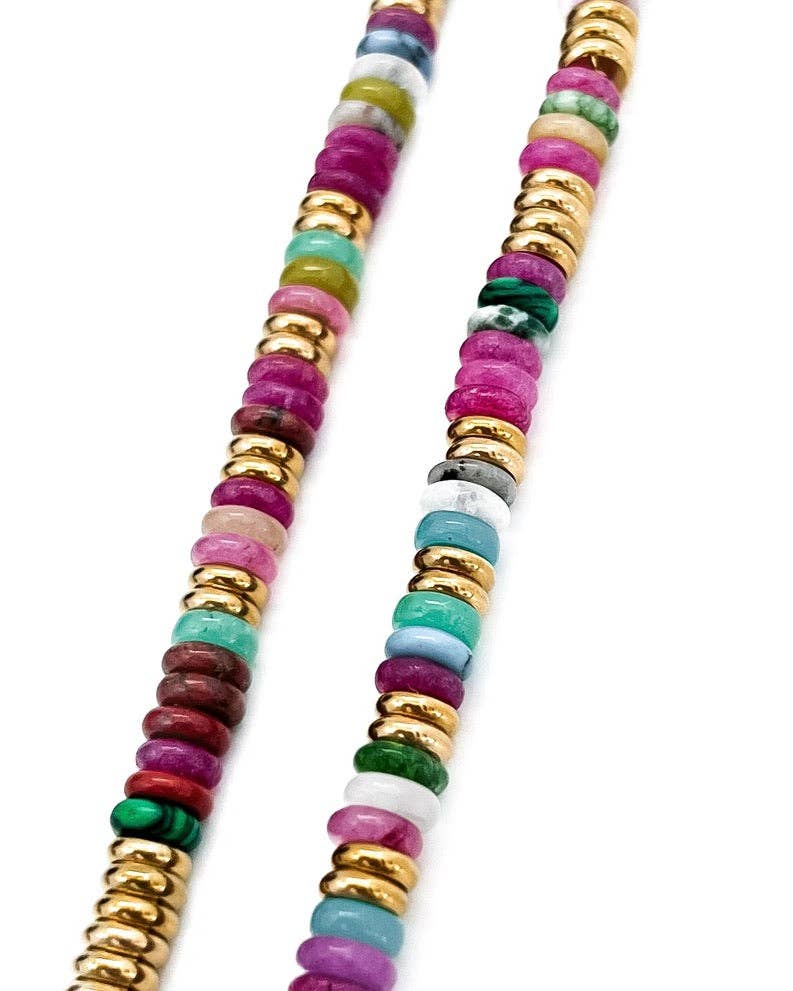 Joan Multi Color Beaded Stone Necklace || Multi Color