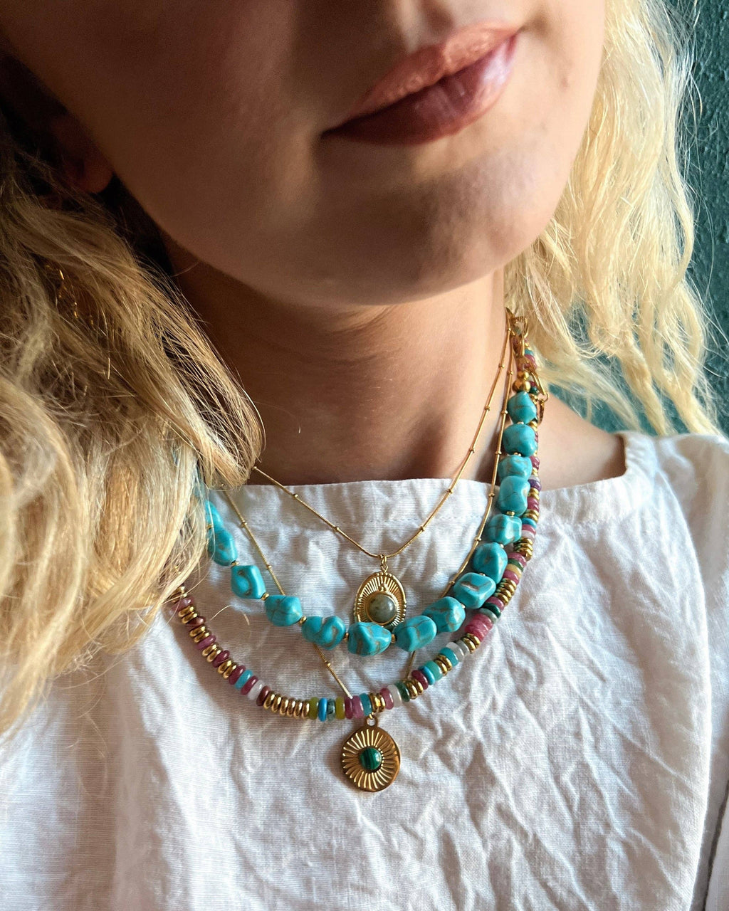 Joan Multi Color Beaded Stone Necklace || Multi Color